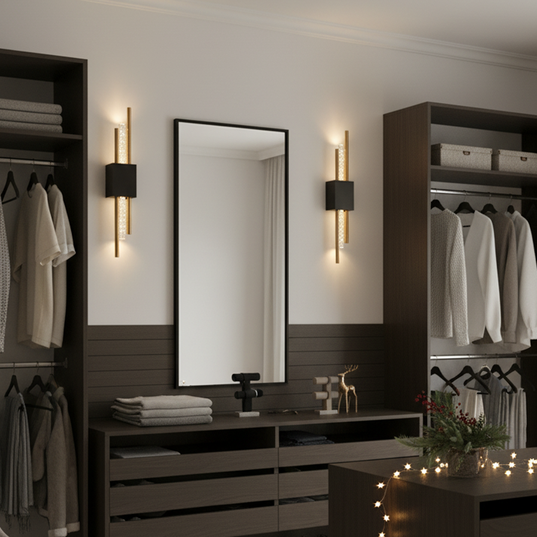 Applique Aura Noir & Or — Applique Murale Sans Fil LED