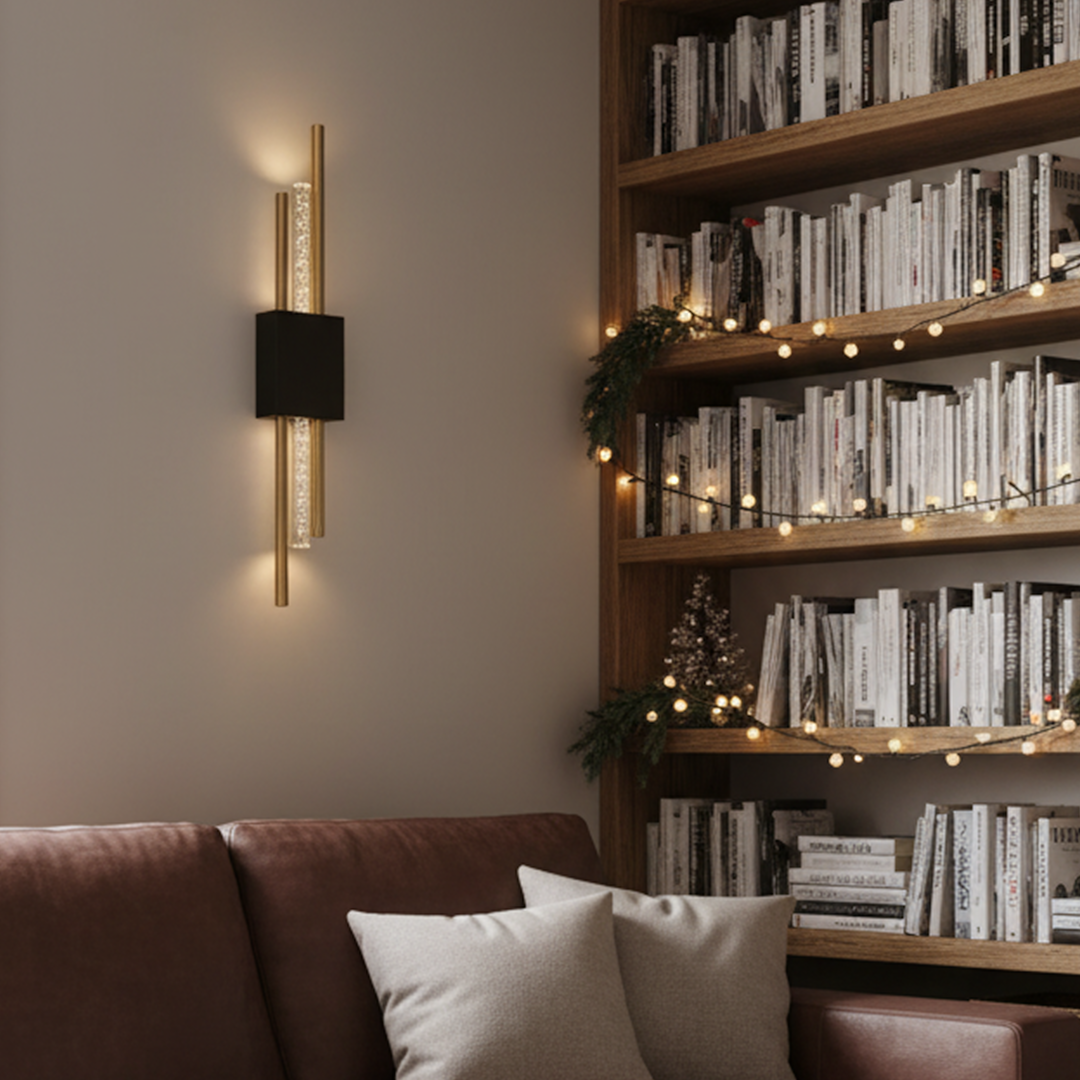 Applique Aura Noir & Or — Applique Murale Sans Fil LED