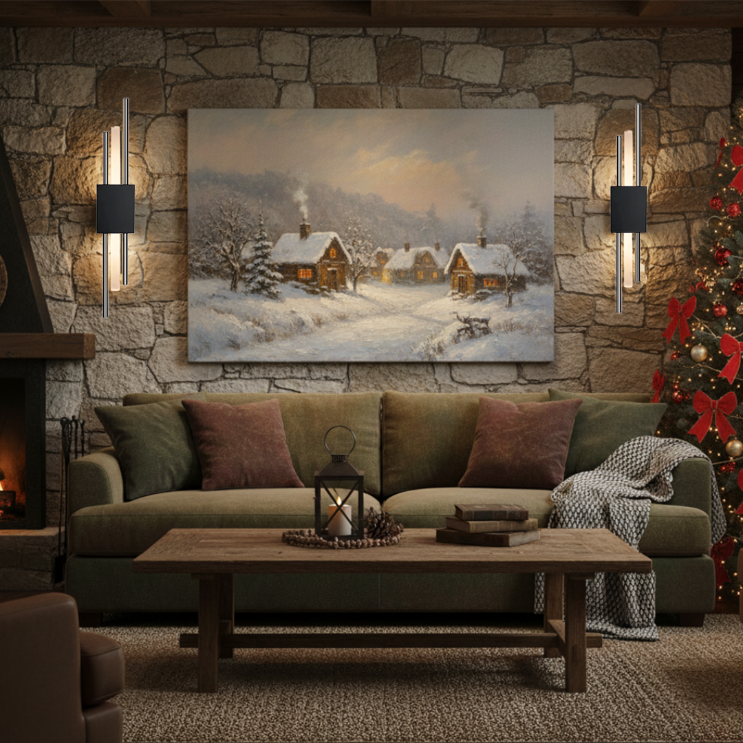 Applique Aura Noir & Argent — Applique Murale Sans Fil LED