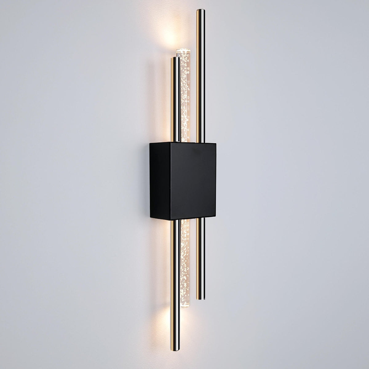 Applique Aura Noir & Argent — Applique Murale Sans Fil LED